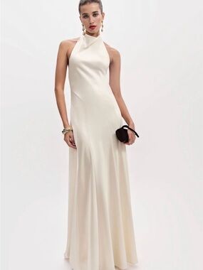 Reformation Cream Halter Bridal Gown